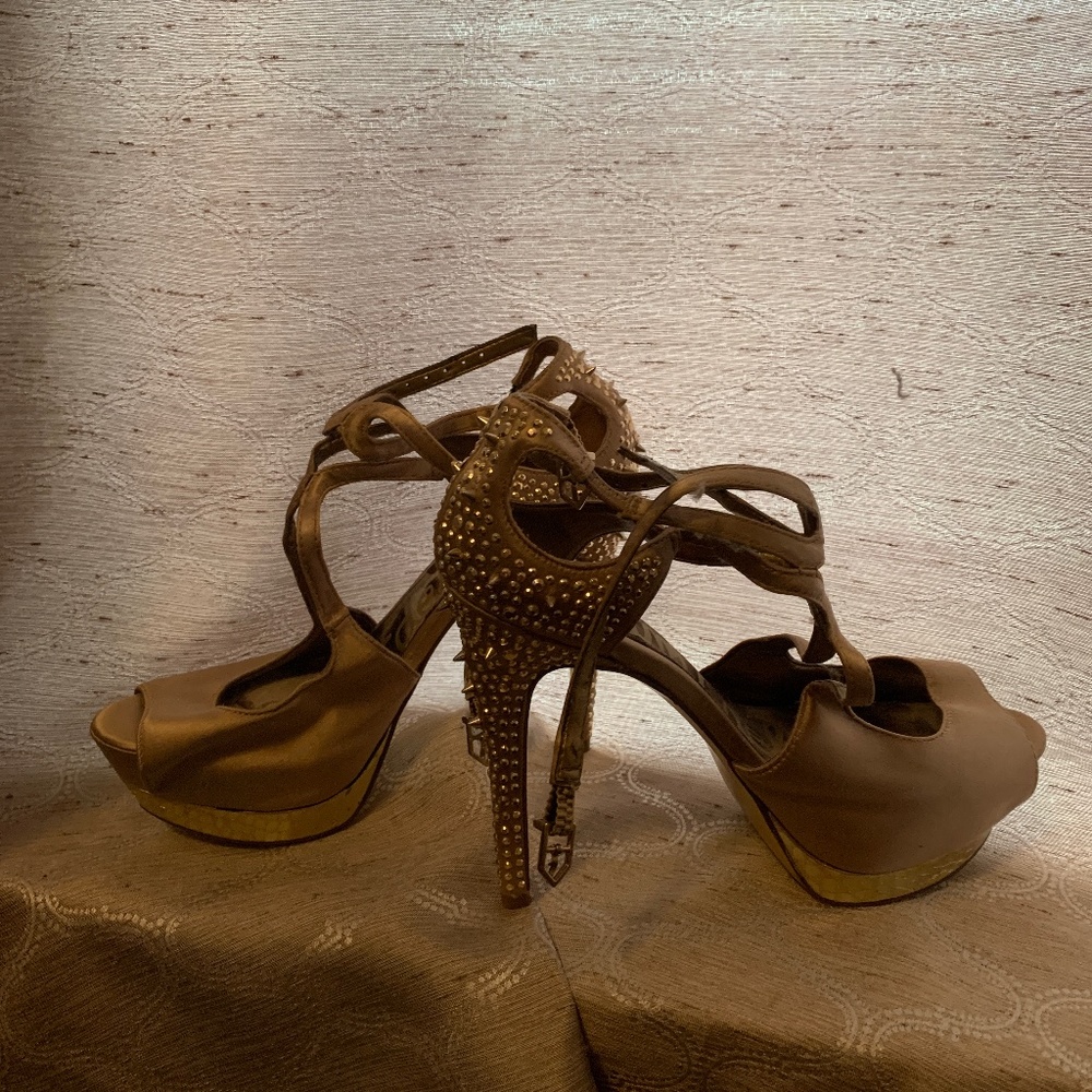 Edelman Spiked Satin Platforms!